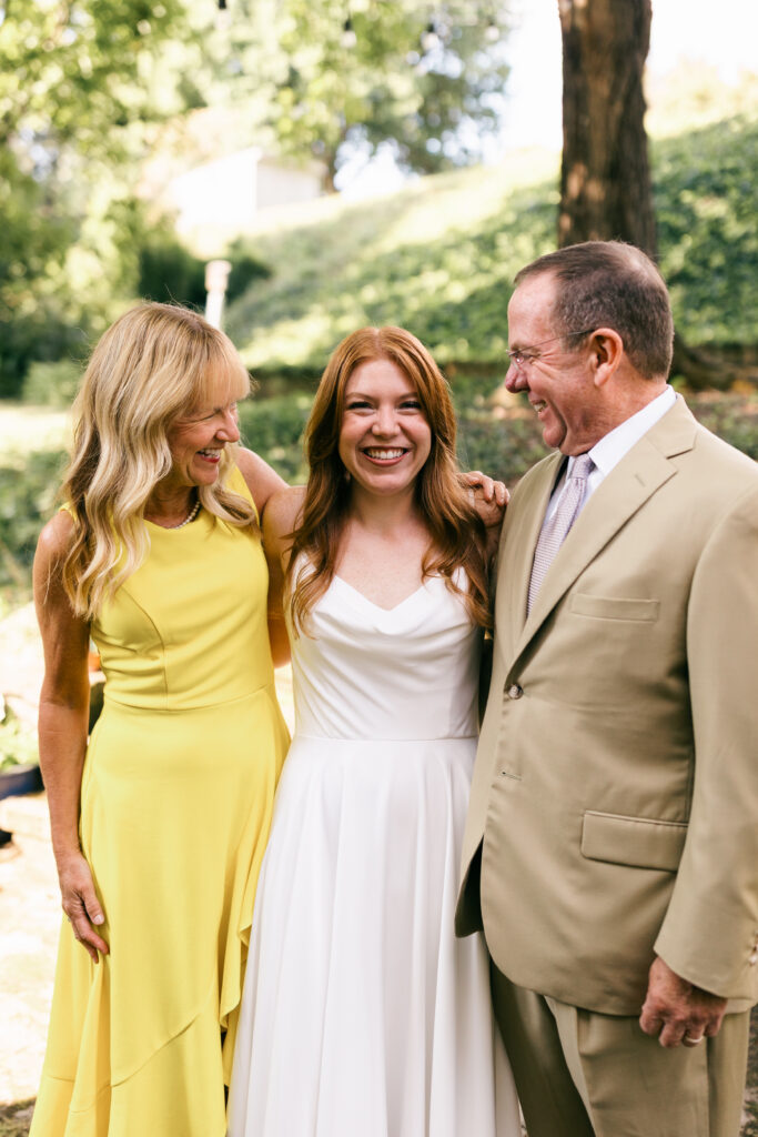 bride with her parents