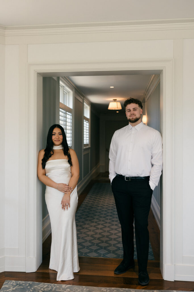 couple standing together in charlottesville hotel