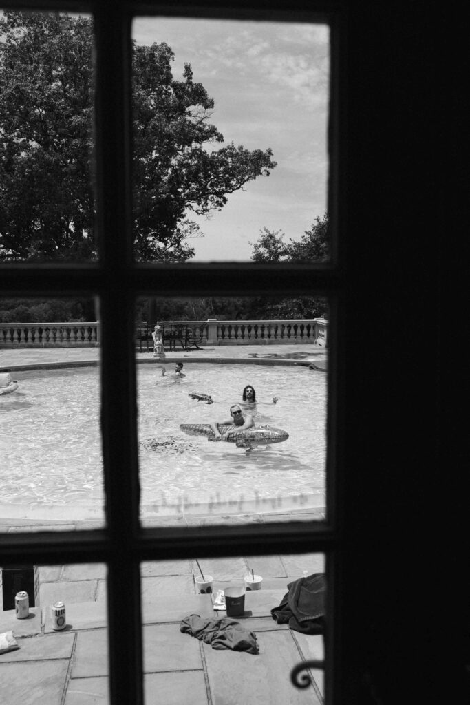 groom swimming